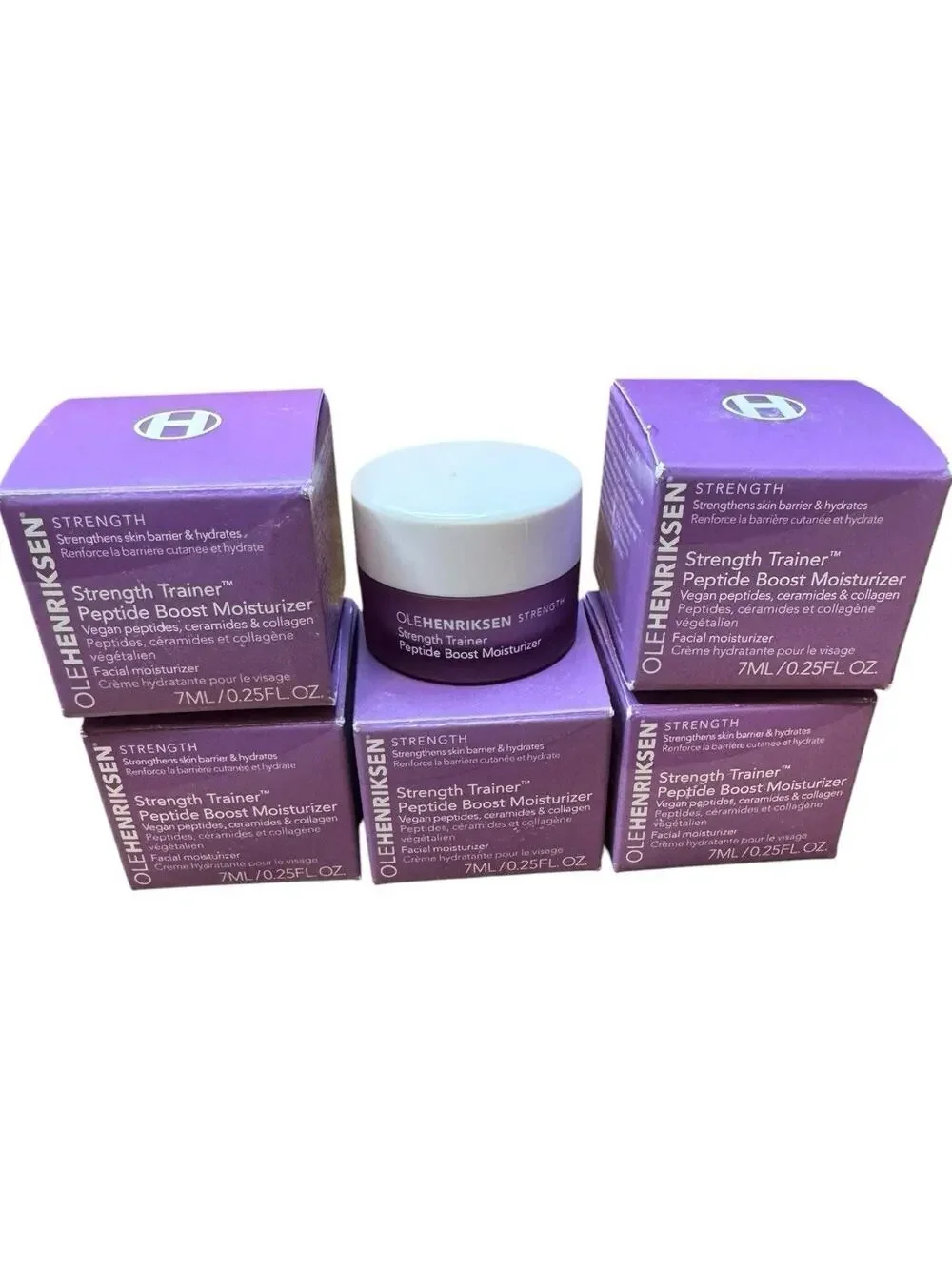 Lot of 5 OLEHENRIKSEN Strength Trainer Peptide Moisturizer Ceramides Vegan 7ml